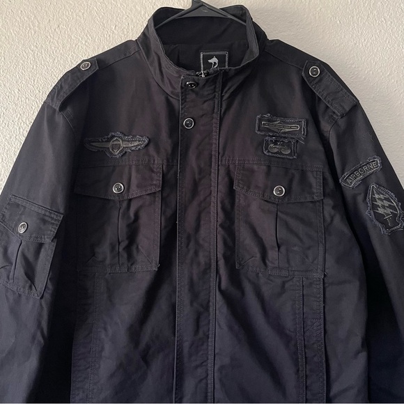 Znentianlang Casual Utility Bomber Jacket Men’s L Black Airborne Zip Up Button - Picture 3 of 16